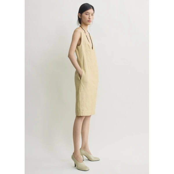 Totême Crinkled leather dress in Champagne - Dresses - Scandinavian Minimalist Luxury at Luxury Shoes 
