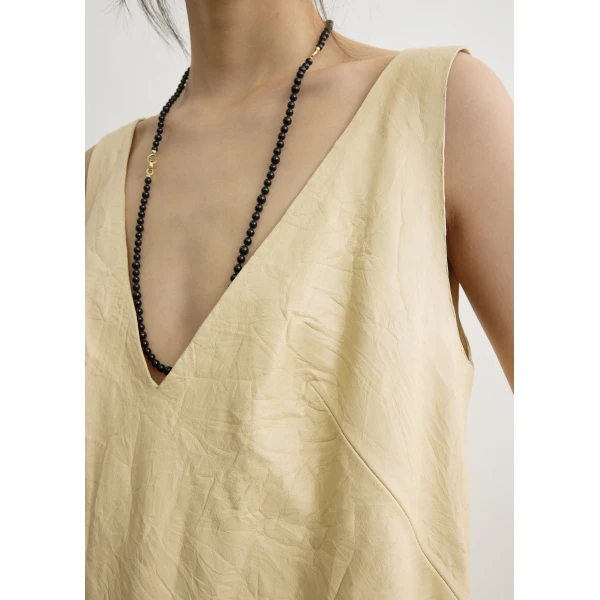 Totême Crinkled leather dress in Champagne - Dresses - Scandinavian Minimalist Luxury at Luxury Shoes 