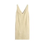 Totême Crinkled leather dress in Champagne - Dresses - Scandinavian Minimalist Luxury at Luxury Shoes 