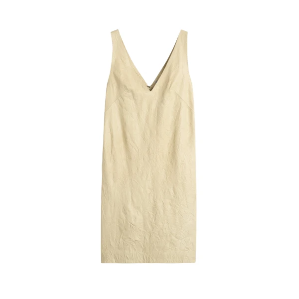 Totême Crinkled leather dress in Champagne - Dresses - Scandinavian Minimalist Luxury at Luxury Shoes 