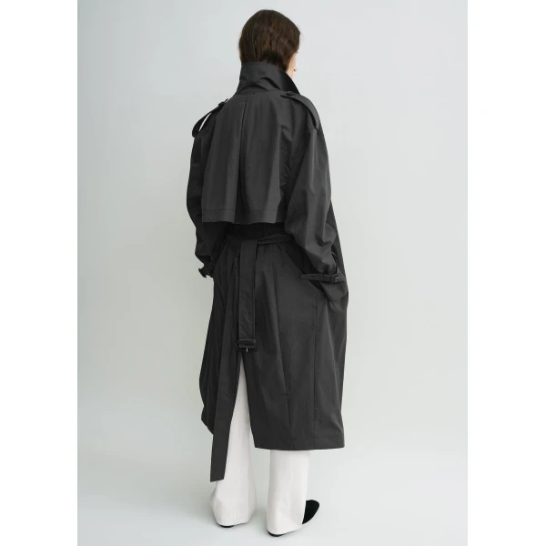 Totême Crisp summer trench in Washed black - Coats - Scandinavian Minimalist Luxury at Luxury Shoes 