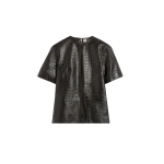 Totême Croco-embossed tee in Dark brown - Tops - Scandinavian Minimalist Luxury at Luxury Shoes 