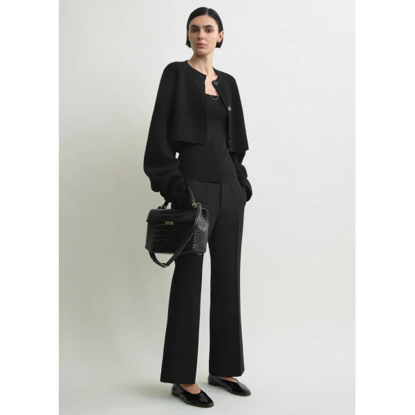 Totême Cropped oversized cardigan in Black - Knitwear - Scandinavian Minimalist Luxury at Luxury Shoes 