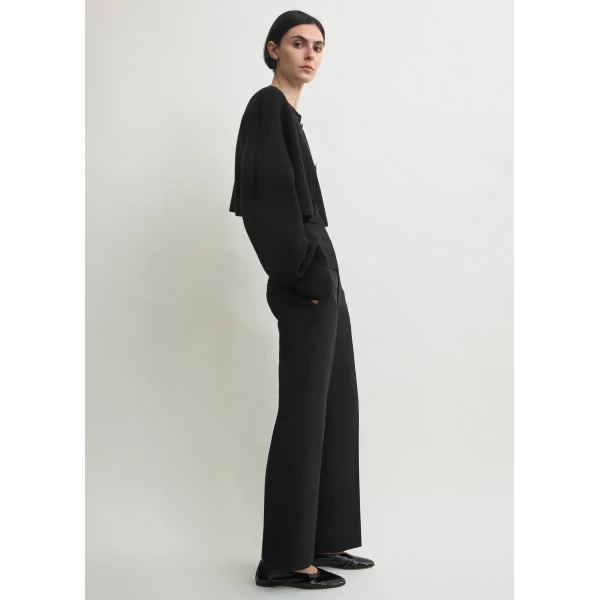 Totême Cropped oversized cardigan in Black - Knitwear - Scandinavian Minimalist Luxury at Luxury Shoes 