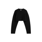 Totême Cropped oversized cardigan in Black - Knitwear - Scandinavian Minimalist Luxury at Luxury Shoes 