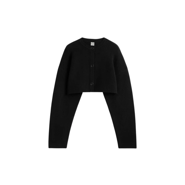 Totême Cropped oversized cardigan in Black - Knitwear - Scandinavian Minimalist Luxury at Luxury Shoes 