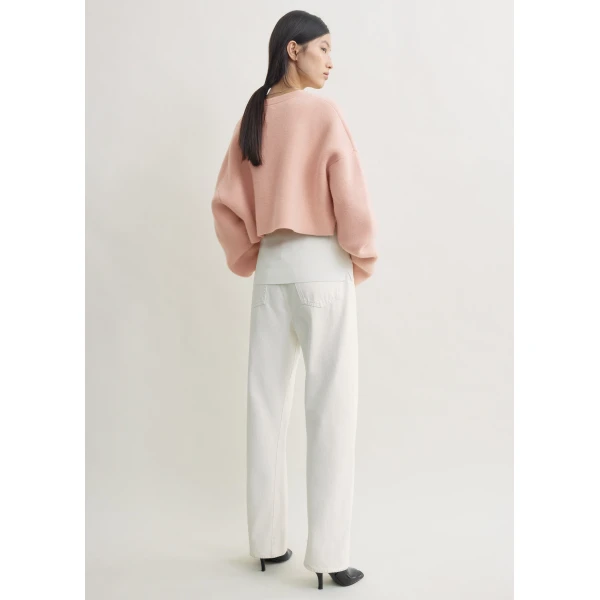 Totême Cropped oversized cardigan in Flamingo - Knitwear - Scandinavian Minimalist Luxury at Luxury Shoes 