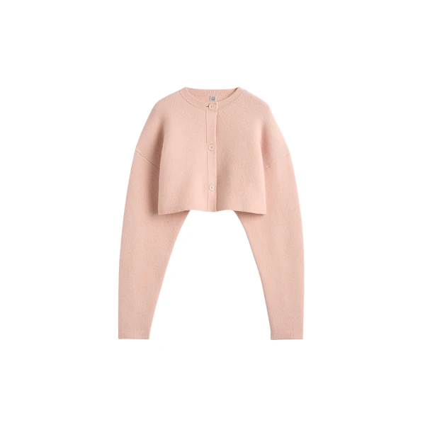 Totême Cropped oversized cardigan in Flamingo - Knitwear - Scandinavian Minimalist Luxury at Luxury Shoes 