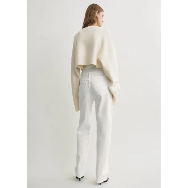 Totême Cropped oversized cardigan in Milk - Knitwear - Scandinavian Minimalist Luxury at Luxury Shoes 
