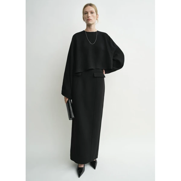 Totême Cropped sablé blouse in Black - Tops - Scandinavian Minimalist Luxury at Luxury Shoes 