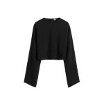 Totême Cropped sablé blouse in Black - Tops - Scandinavian Minimalist Luxury at Luxury Shoes 