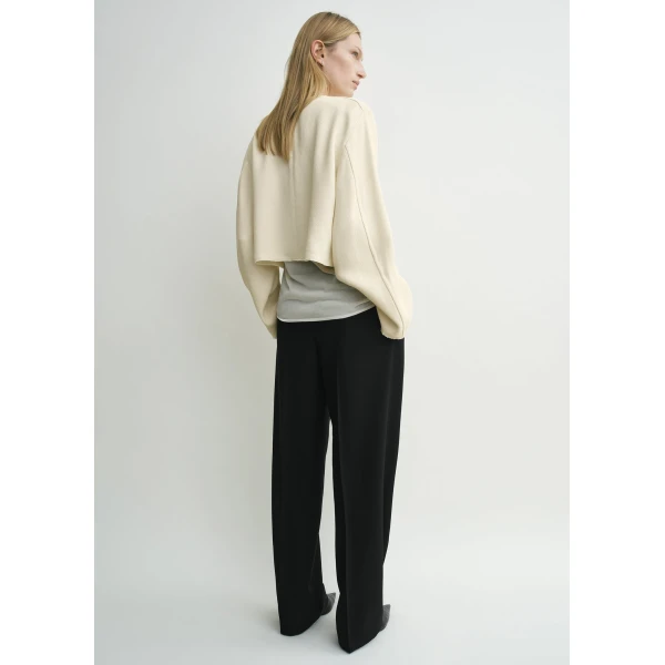 Totême Cropped sablé blouse in Macadamia - Tops - Scandinavian Minimalist Luxury at Luxury Shoes 