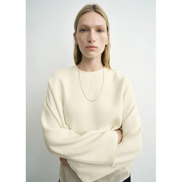 Totême Cropped sablé blouse in Macadamia - Tops - Scandinavian Minimalist Luxury at Luxury Shoes 