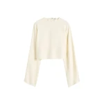 Totême Cropped sablé blouse in Macadamia - Tops - Scandinavian Minimalist Luxury at Luxury Shoes 