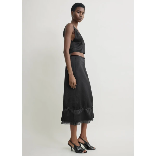 Totême Cropped satin camisole in Black - Tops - Scandinavian Minimalist Luxury at Luxury Shoes 