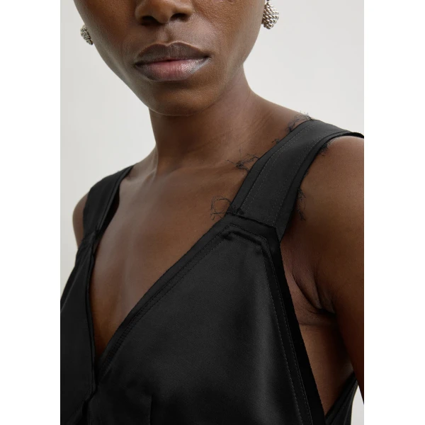 Totême Cropped satin camisole in Black - Tops - Scandinavian Minimalist Luxury at Luxury Shoes 