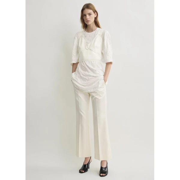 Totême Cropped satin camisole in Off-white - Tops - Scandinavian Minimalist Luxury at Luxury Shoes 