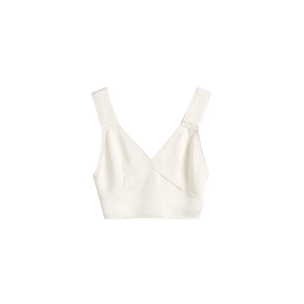 Totême Cropped satin camisole in Off-white - Tops - Scandinavian Minimalist Luxury at Luxury Shoes 