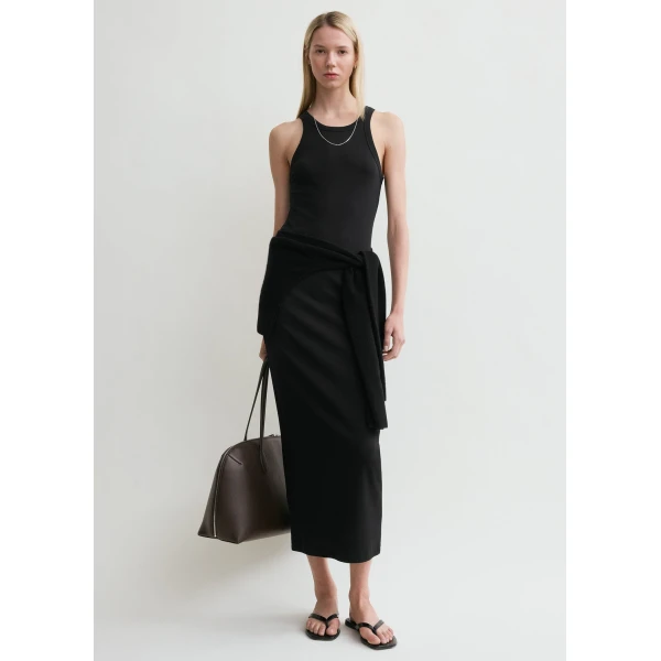 Totême Curved rib tank dress in Black - Dresses - Scandinavian Minimalist Luxury at Luxury Shoes 