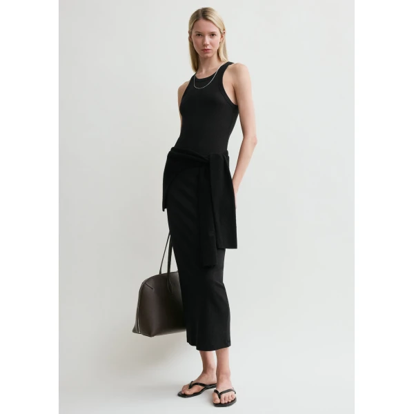 Totême Curved rib tank dress in Black - Dresses - Scandinavian Minimalist Luxury at Luxury Shoes 