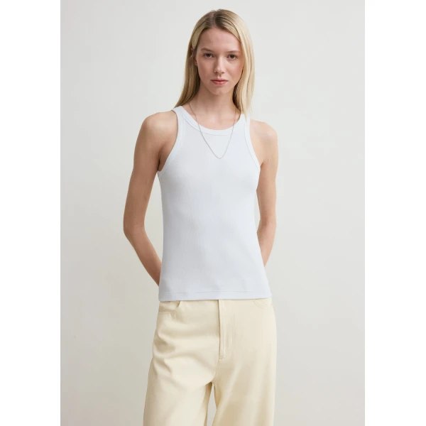 Totême Curved rib tank in White - Tops - Scandinavian Minimalist Luxury at Luxury Shoes 