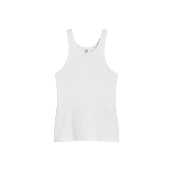 Totême Curved rib tank in White - Tops - Scandinavian Minimalist Luxury at Luxury Shoes 