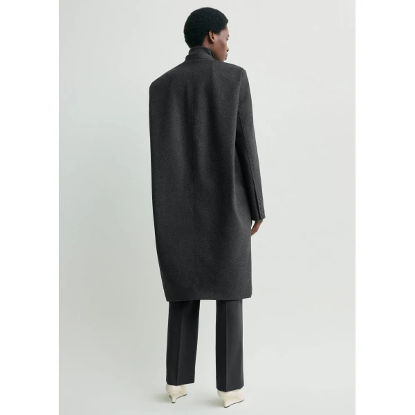 Totême Deep pleat coat in Charcoal melange - Coats - Scandinavian Minimalist Luxury at Luxury Shoes 