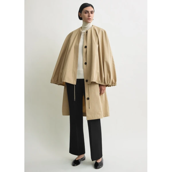 Totême Detachable cape coat in Beige - Coats - Scandinavian Minimalist Luxury at Luxury Shoes 