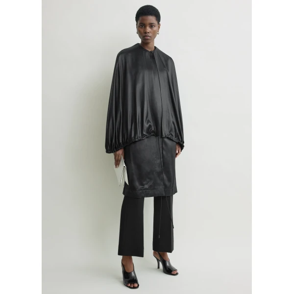 Totême Detachable cape evening coat in Black - Coats - Scandinavian Minimalist Luxury at Luxury Shoes 