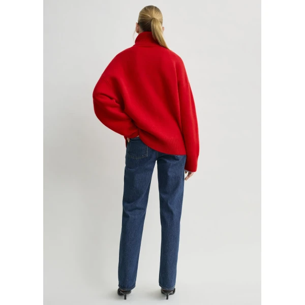 Totême Double-knit turtleneck in Poppy - Knitwear - Scandinavian Minimalist Luxury at Luxury Shoes 
