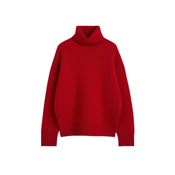 Totême Double-knit turtleneck in Poppy - Knitwear - Scandinavian Minimalist Luxury at Luxury Shoes 