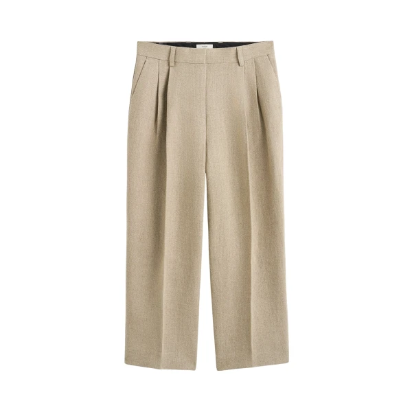 Totême Double-pleat cropped linen trousers in Beige - Pants - Scandinavian Minimalist Luxury at Luxury Shoes 