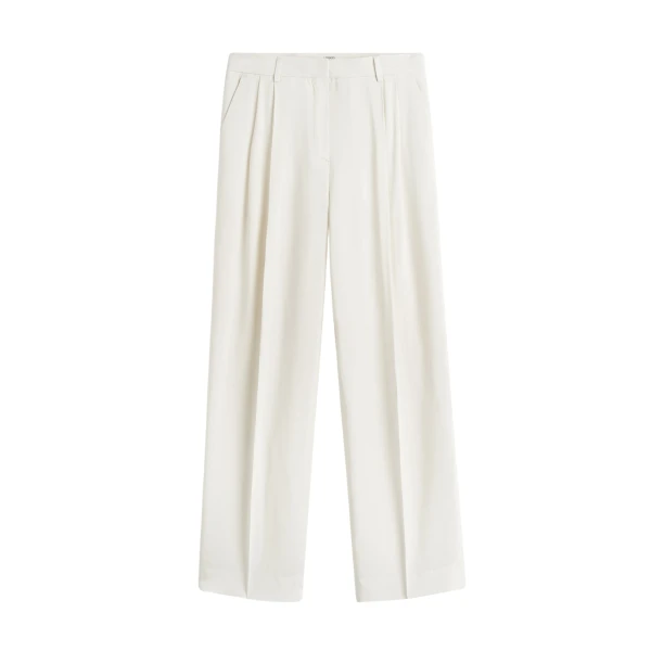 Totême Double-pleat fluid trousers in Ecru - Pants - Scandinavian Minimalist Luxury at Luxury Shoes 