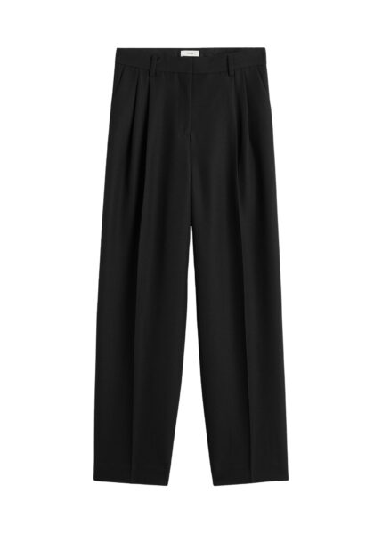Totême Double-pleat tailored trousers in Black - Pants - Scandinavian Minimalist Luxury at Luxury Shoes 