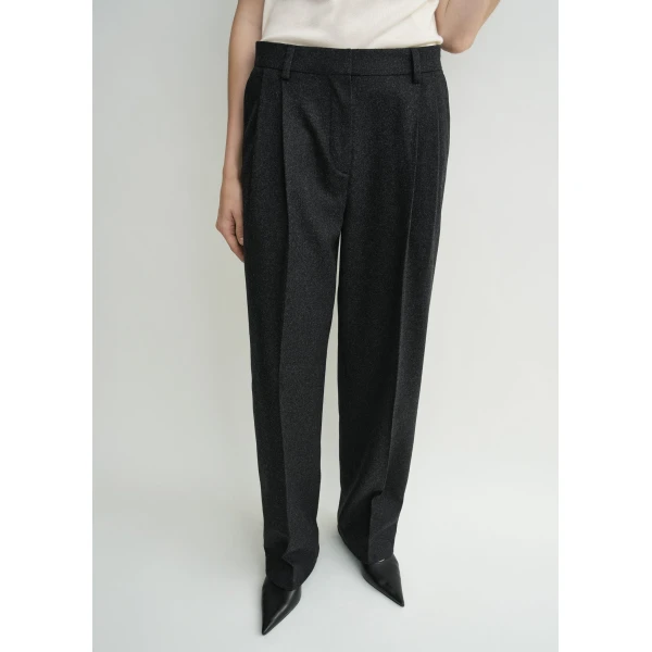 Totême Double-pleat winter trousers charcoal in Charcoal melange - Pants - Scandinavian Minimalist Luxury at Luxury Shoes 