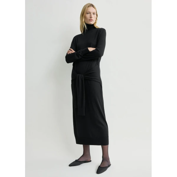 Totême Double-sleeve turtleneck dress in Black - Dresses - Scandinavian Minimalist Luxury at Luxury Shoes 
