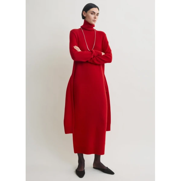 Totême Double-sleeve turtleneck dress in Poppy - Dresses - Scandinavian Minimalist Luxury at Luxury Shoes 