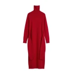 Totême Double-sleeve turtleneck dress in Poppy - Dresses - Scandinavian Minimalist Luxury at Luxury Shoes 