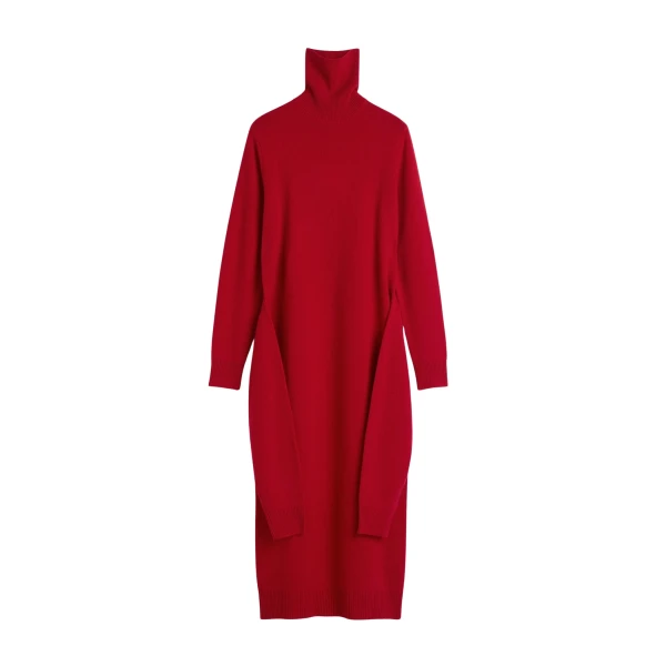 Totême Double-sleeve turtleneck dress in Poppy - Dresses - Scandinavian Minimalist Luxury at Luxury Shoes 