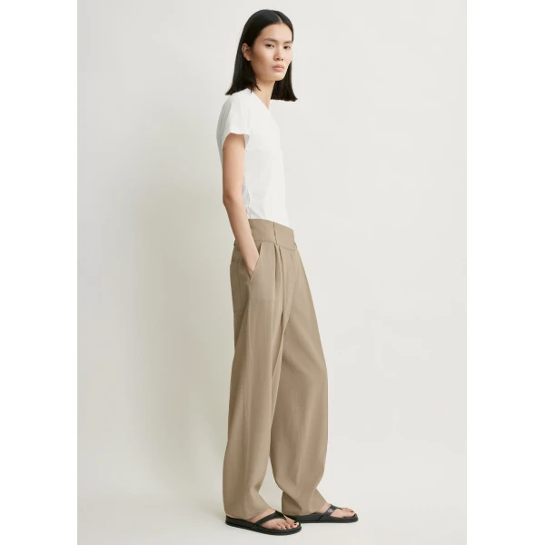 Totême Draped balloon trousers in Overcast beige - Pants - Scandinavian Minimalist Luxury at Luxury Shoes 