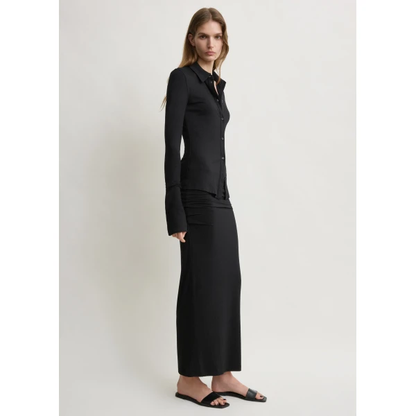 Totême Draped jersey skirt in Black - Skirts - Scandinavian Minimalist Luxury at Luxury Shoes 