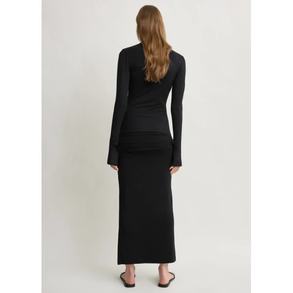 Totême Draped jersey skirt in Black - Skirts - Scandinavian Minimalist Luxury at Luxury Shoes 