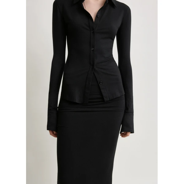 Totême Draped jersey skirt in Black - Skirts - Scandinavian Minimalist Luxury at Luxury Shoes 