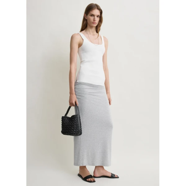 Totême Draped jersey skirt pale grey mélange in Pale grey melange - Skirts - Scandinavian Minimalist Luxury at Luxury Shoes 