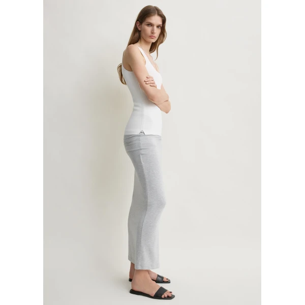 Totême Draped jersey skirt pale grey mélange in Pale grey melange - Skirts - Scandinavian Minimalist Luxury at Luxury Shoes 