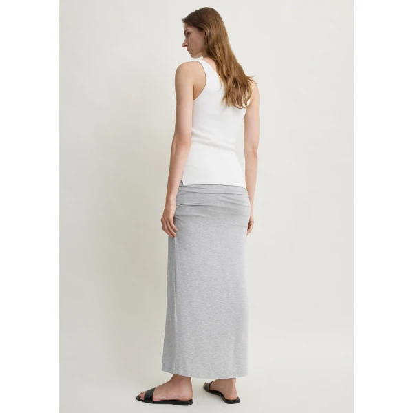 Totême Draped jersey skirt pale grey mélange in Pale grey melange - Skirts - Scandinavian Minimalist Luxury at Luxury Shoes 