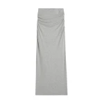 Totême Draped jersey skirt pale grey mélange in Pale grey melange - Skirts - Scandinavian Minimalist Luxury at Luxury Shoes 