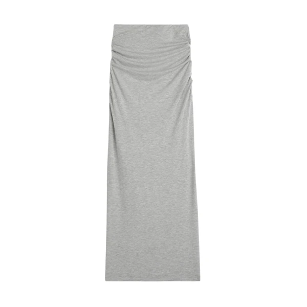 Totême Draped jersey skirt pale grey mélange in Pale grey melange - Skirts - Scandinavian Minimalist Luxury at Luxury Shoes 
