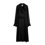 Totême Draped satin trench in Black - Coats - Scandinavian Minimalist Luxury at Luxury Shoes 
