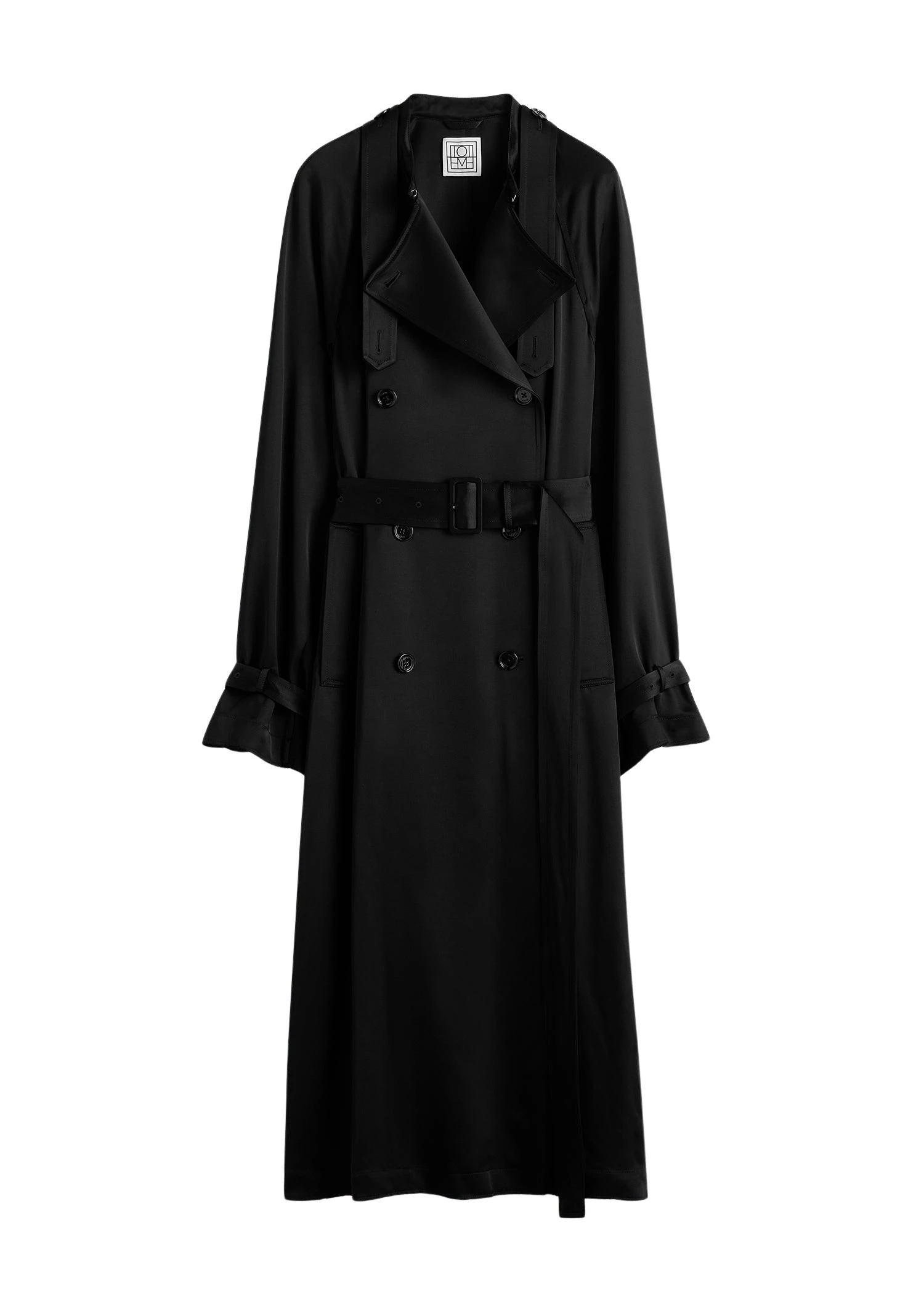 Toteme-Draped-satin-trench-in-Black38954_nobg Totême Draped satin trench in Black - Coats - Scandinavian Minimalist Luxury at Luxury Shoes